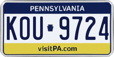 PA license plate KOU9724