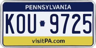 PA license plate KOU9725
