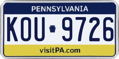 PA license plate KOU9726
