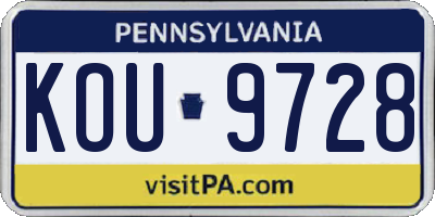 PA license plate KOU9728