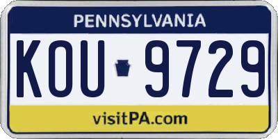 PA license plate KOU9729