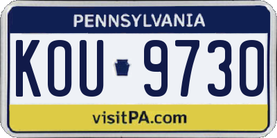 PA license plate KOU9730