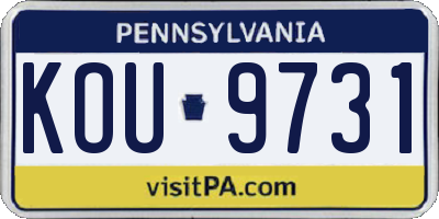 PA license plate KOU9731