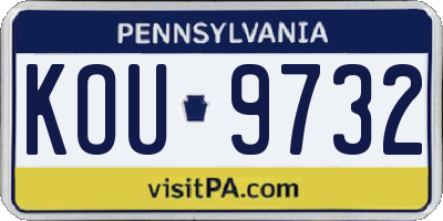 PA license plate KOU9732