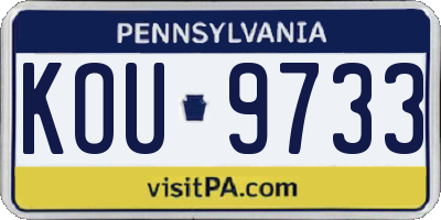 PA license plate KOU9733