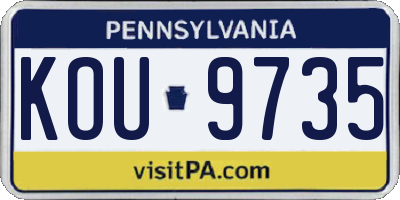 PA license plate KOU9735
