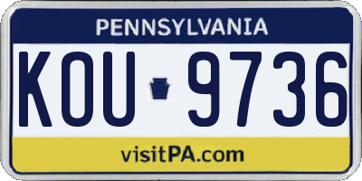 PA license plate KOU9736