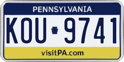 PA license plate KOU9741