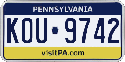 PA license plate KOU9742