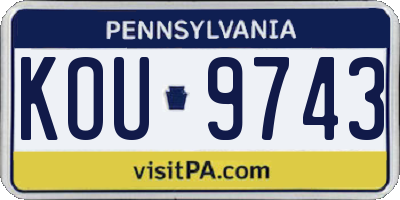 PA license plate KOU9743