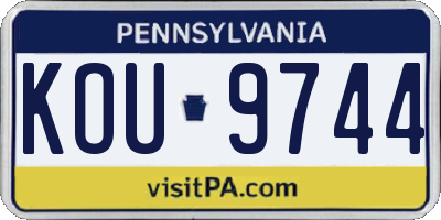 PA license plate KOU9744