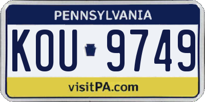 PA license plate KOU9749