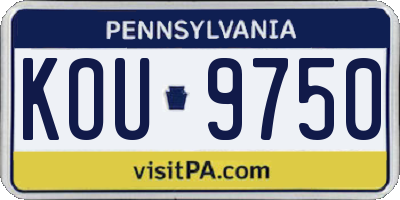 PA license plate KOU9750