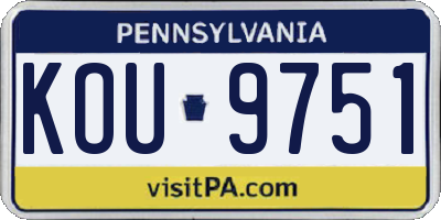 PA license plate KOU9751