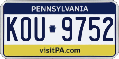 PA license plate KOU9752