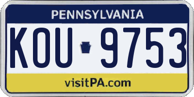 PA license plate KOU9753