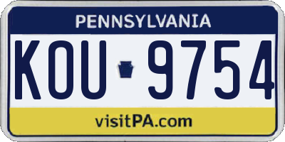 PA license plate KOU9754