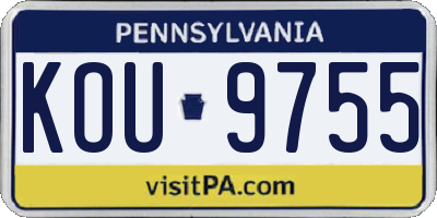 PA license plate KOU9755