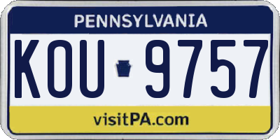 PA license plate KOU9757