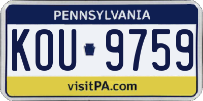 PA license plate KOU9759