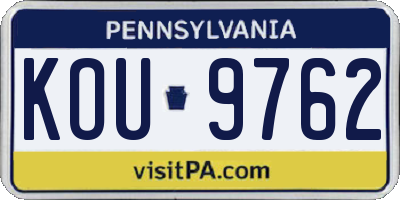 PA license plate KOU9762