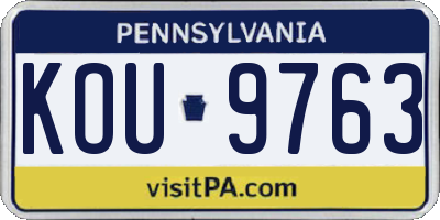 PA license plate KOU9763