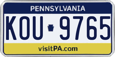 PA license plate KOU9765