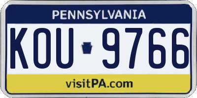 PA license plate KOU9766