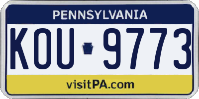 PA license plate KOU9773