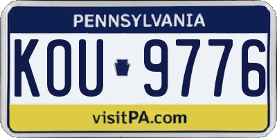 PA license plate KOU9776