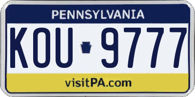PA license plate KOU9777