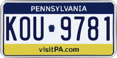PA license plate KOU9781