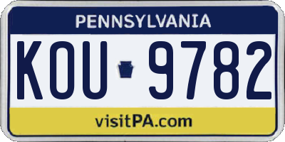 PA license plate KOU9782