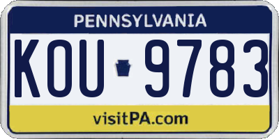 PA license plate KOU9783