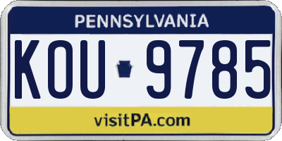 PA license plate KOU9785