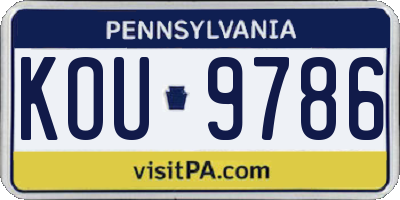 PA license plate KOU9786