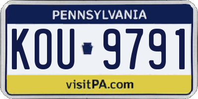 PA license plate KOU9791