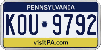 PA license plate KOU9792