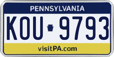 PA license plate KOU9793