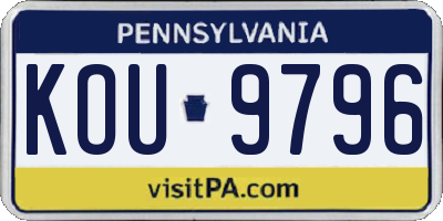 PA license plate KOU9796