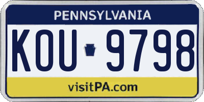 PA license plate KOU9798