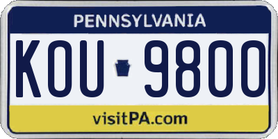 PA license plate KOU9800
