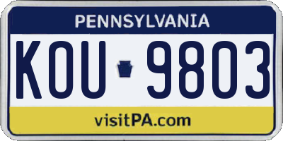 PA license plate KOU9803