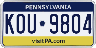 PA license plate KOU9804