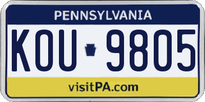 PA license plate KOU9805