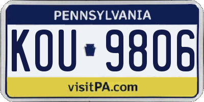 PA license plate KOU9806