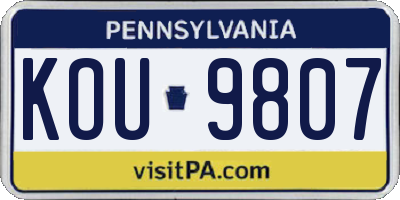 PA license plate KOU9807