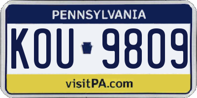 PA license plate KOU9809