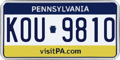 PA license plate KOU9810