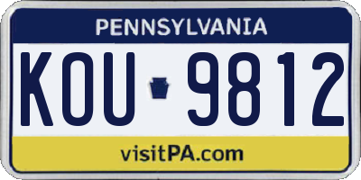 PA license plate KOU9812